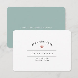 Moderne Minimal Schreibmaschine Roségold Hochzeit Save The Date