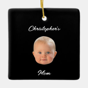 Moderne Minimal-Schrift-Babys-Gesichtsfoto-Geschen Keramikornament