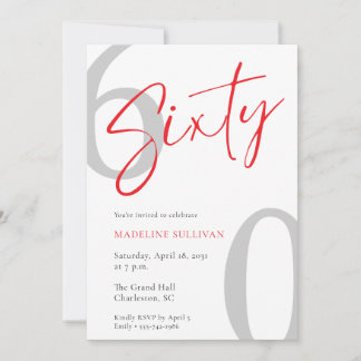 Moderne Minimal Schrift Sixty 60. Geburtstagsfeier Einladung