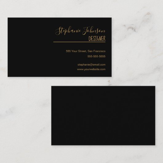 Moderne Minimal Schwarz-Gold-Kalligraphie Visitenkarte (Vorne/Hinten)