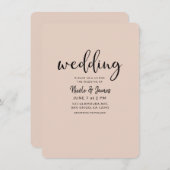 Moderne Minimal Schwarz Typ JEDE FARBE Hochzeit Einladung (Vorne/Hinten)