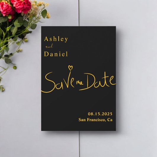 Moderne Minimal Schwarz und Gold Elegante schicke Save The Date
