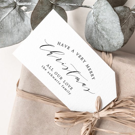 Moderne Minimal Schwarz und Weiß Weihnachten Geschenkanhänger