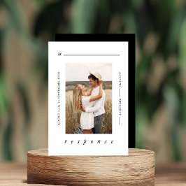 Moderne Minimal Schwarz-Weiß-Foto-Hochzeit RSVP Karte