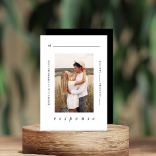 Moderne Minimal Schwarz-Weiß-Foto-Hochzeit RSVP Karte