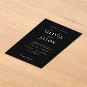 Moderne Minimal Schwarz-Weiß-Hochzeit Acryleinladungen (Ablage )