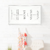 Moderne Minimal Schwarz/Weiß Hochzeit Willkommen Banner (Insitu)