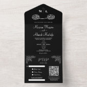 Moderne Minimal Schwarz & Weiß Islamische Flora Ni All In One Einladung (Innen Boden)