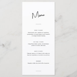 Moderne Minimal Schwarz-Weiß-Script-Hochzeit Menükarte
