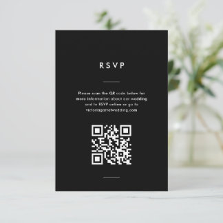 Moderne Minimal Schwarz-Weiß-Script-Hochzeit RSVP Karte