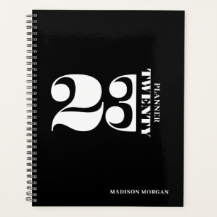 Moderne Minimal Schwarz-Weiß-Typografie Planer