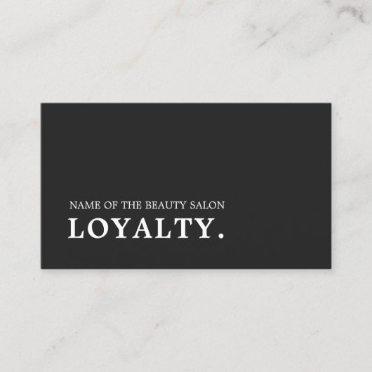 Moderne Minimal Schwarz-weiße Beauty Loyalty Card Treuekarte (Vorderseite)