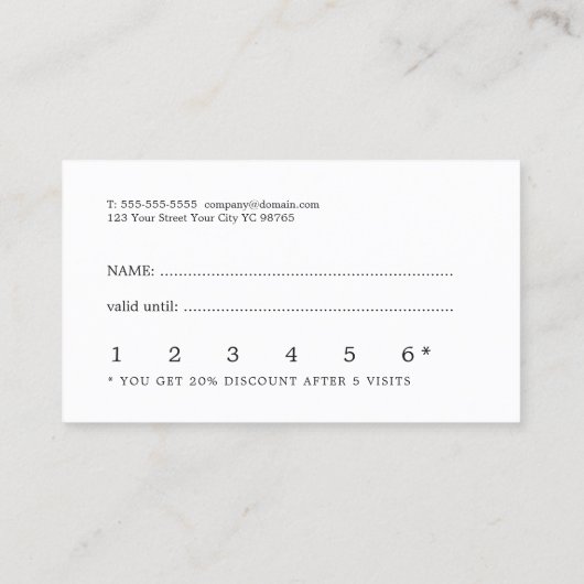 Moderne Minimal Schwarz-weiße Beauty Loyalty Card Treuekarte (Rückseite)