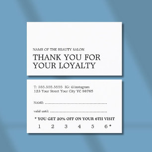 Moderne Minimal Schwarz-weiße Beauty Loyalty Card Treuekarte