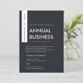 MODERNE MINIMAL SCHWARZE GRAUKKRAFT-KONFERENZ EINLADUNG (Stehend Vorderseite)