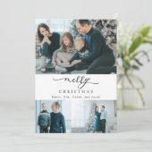 Moderne Minimal Script 3 Foto Frohe Weihnachten (Stehend Vorderseite)