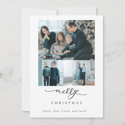 Moderne Minimal Script 3 Foto Frohe Weihnachten (Vorderseite)