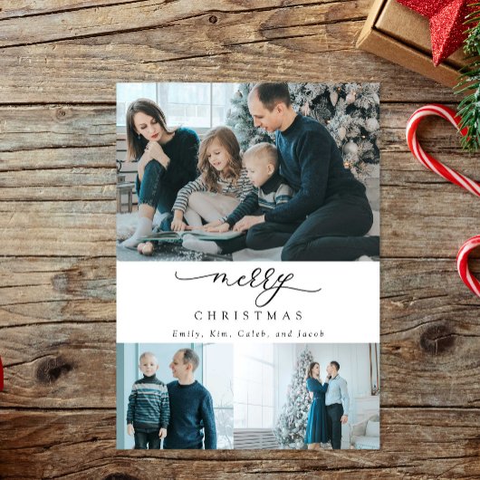 Moderne Minimal Script 3 Foto Frohe Weihnachten