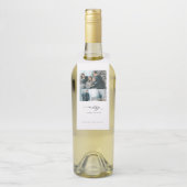 Moderne Minimal Script 3 Foto Frohe Weihnachten Flaschenanhänger (Auf Flasche)