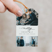 Moderne Minimal Script 3 Foto Frohe Weihnachten Geschenkanhänger
