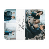 Moderne Minimal Script 3 Foto Frohe Weihnachten Magnet (Horizontal)