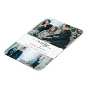 Moderne Minimal Script 3 Foto Frohe Weihnachten Magnet (Linke Seite)