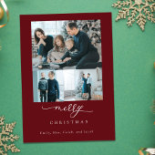 Moderne Minimal Script 3 Foto Frohe Weihnachtsrot