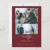 Moderne Minimal Script 3 Foto Frohe Weihnachtsrot (Vorderseite)