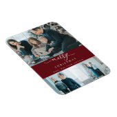 Moderne Minimal Script 3 Foto Frohe Weihnachtsrot Magnet (Rechte Seite)