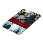 Moderne Minimal Script 3 Foto Frohe Weihnachtsrot Magnet (Linke Seite)