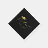 Moderne Minimal Script Black Gold Graduation Party Serviette (Ecke)