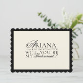 Moderne Minimal Script Bridesmaid Vorschlag Card Einladung (Stehend Vorderseite)