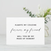 Moderne Minimal Script Bridesmaid Vorschlag Card Einladung (Stehend Vorderseite)