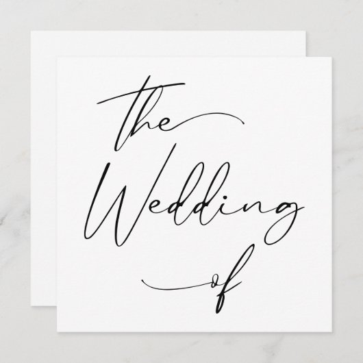 Moderne Minimal Script Calligraphy Black Wedding I Einladung (Vorne/Hinten)