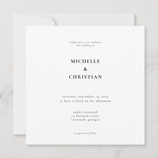 Moderne Minimal Script Calligraphy Black Wedding I Einladung (Rückseite)