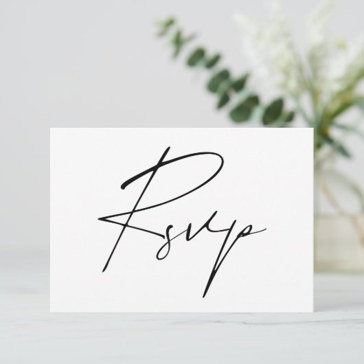 Moderne Minimal Script Calligraphy Wedding Online RSVP Karte (Stehend Vorderseite)
