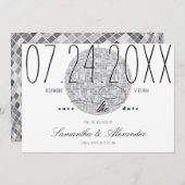 Moderne Minimal Script Disco Ball Altes Geld Hochz Save The Date (Vorne/Hinten)