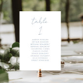 Moderne Minimal Script Dusty Blue Wedding Tischnummer