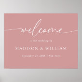 Moderne Minimal Script Dusty Pink Wedding Willkomm Poster (Vorne)