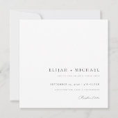 Moderne Minimal Script Foto Budget Square Hochzeit Einladung (Rückseite)