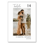 Moderne Minimal-Script-Foto-Hochzeitsskripte-Tisch Tischnummer (Rückseite)
