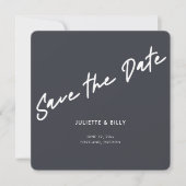 Moderne Minimal Script Gray Square Wedding Save The Date (Vorderseite)