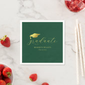 Moderne Minimal Script Green Gold Graduation Party Serviette (Beispiel)