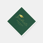 Moderne Minimal Script Green Gold Graduation Party Serviette (Ecke)