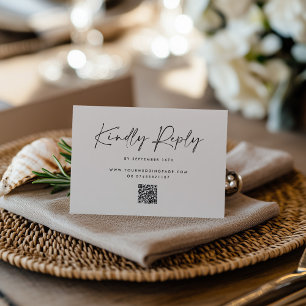 Moderne Minimal Script Hochzeits-RSVP mit Stripe a RSVP Karte