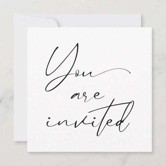 Moderne Minimal-Script-Kalligrafie Black Wedding Einladung (Vorderseite)