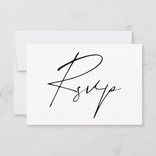 Moderne Minimal-Script-Kalligrafie-Hochzeit RSVP Karte (Vorderseite)
