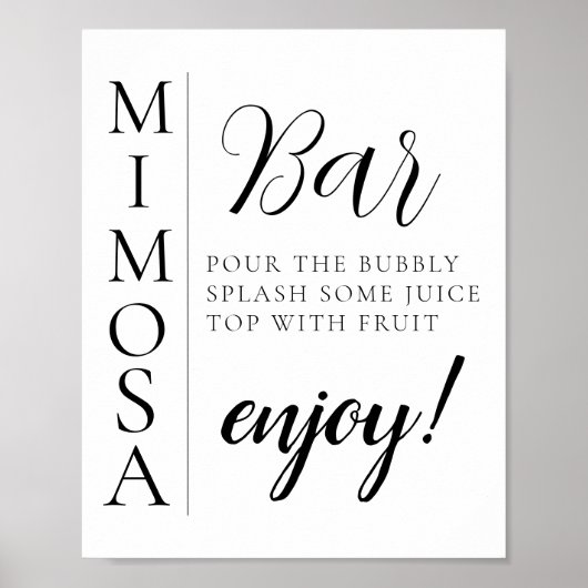 Moderne Minimal Script Mimosa Bar Schild (Vorne)