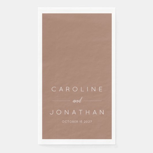 Moderne Minimal Script Mocha Brown Custom Wedding Serviette (Vorderseite)