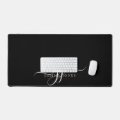 Moderne Minimal Script Monogram Black Desk Mat Schreibtischunterlage (Tastatur & Maus)